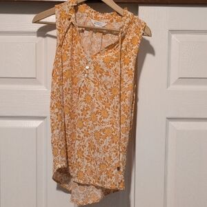 Market & Spruce Yellow Floral Tie-Neck Sleeveless Camisole